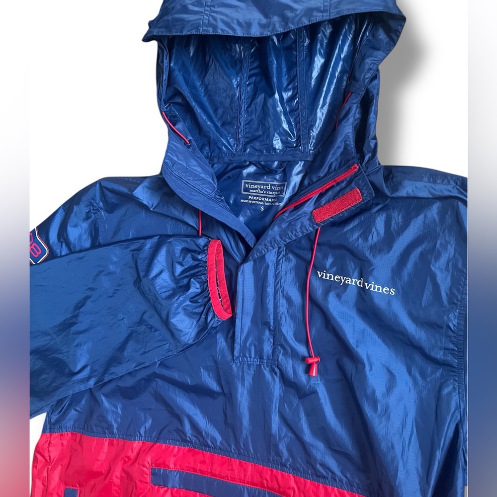 Vineyard Vines Men’s Rain Jacket XL Blue Red USA Windbreaker Nylon‎ Performance
